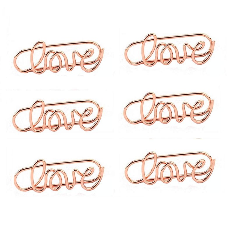 JANOU Love Paper Clips Metal Card File Note Clips for Office School Wedding Decoration Pack 20pcs - Image 1
